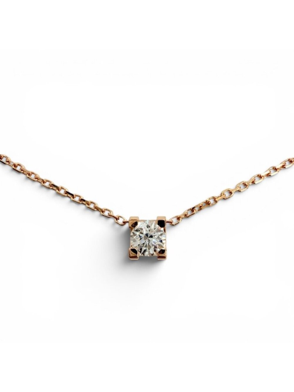 Cartier C de Cartier Diamond Gia No Necklace Pink Gold